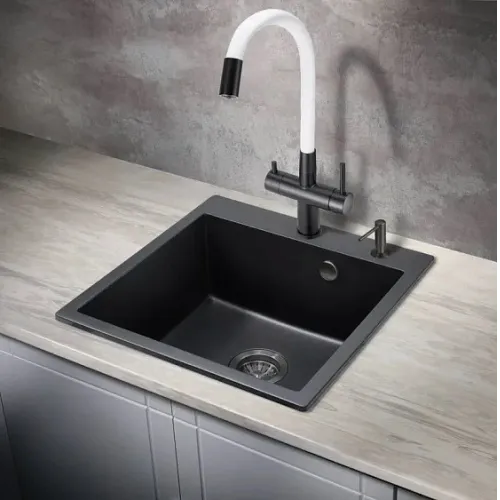 Смеситель MILACIO Ultra MCU.560.TBW Total Black/белый шланг