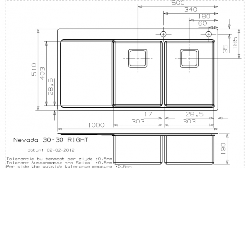 Кухонная мойка REGINOX nevada 30x30 lux okg right (c/box)