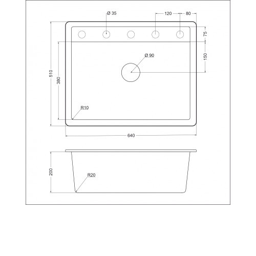 Кухонная мойка EMAR EMQ-1640.Q антрацит