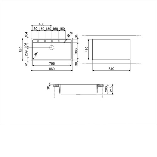Кухонная мойка SMEG VSGX860CT