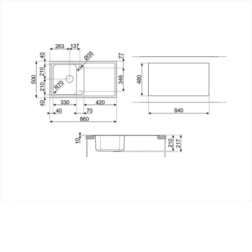 Кухонная мойка SMEG LZ861A2