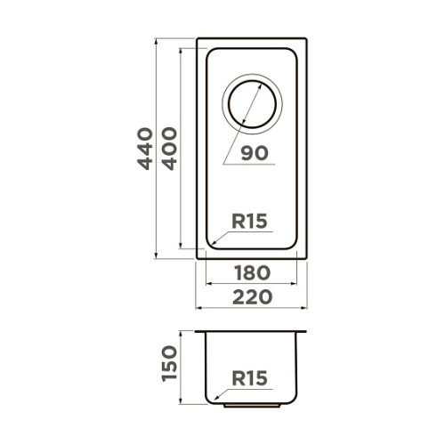 Кухонная мойка OMOIKIRI Tadzava 22-U/I-IN ULTRA 15 (4997112)
