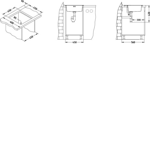 Кухонная мойка ALVEUS Basic 130 NAT-60 465X465 (в комплекте с сифоном)