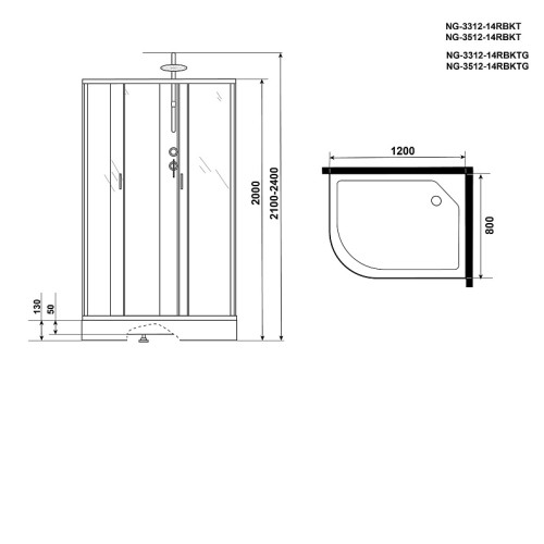 Душевая кабина NIAGARA NG-3512-14LBKTG