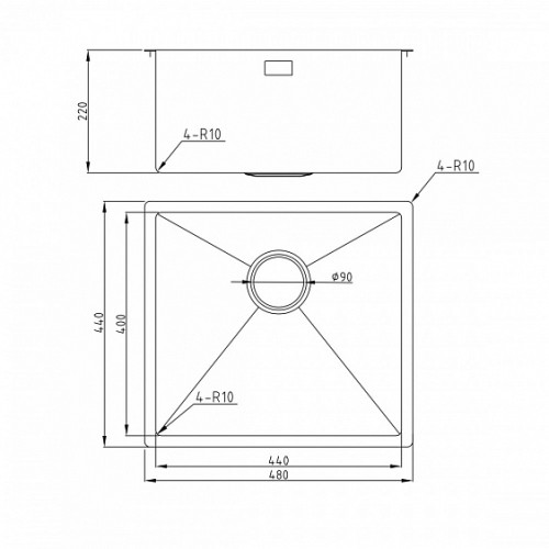 Кухонная мойка MILACIO Denia 48 Steel MC.77449 вороненая сталь