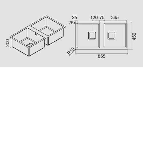 Кухонная мойка FULGOR P2B 8545 Q F-SF