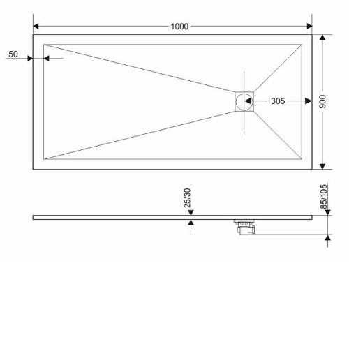 Поддон GROSSMAN GR-S190100Q 90х100х2,5 см белый