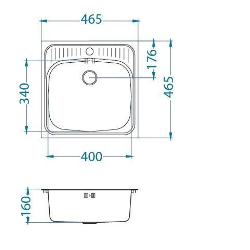 Кухонная мойка ALVEUS Basic 130 NAT-60 465X465 (в комплекте с сифоном)