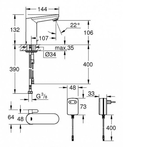 Смеситель GROHE Eurosmart Cosmopolitan E 36325001