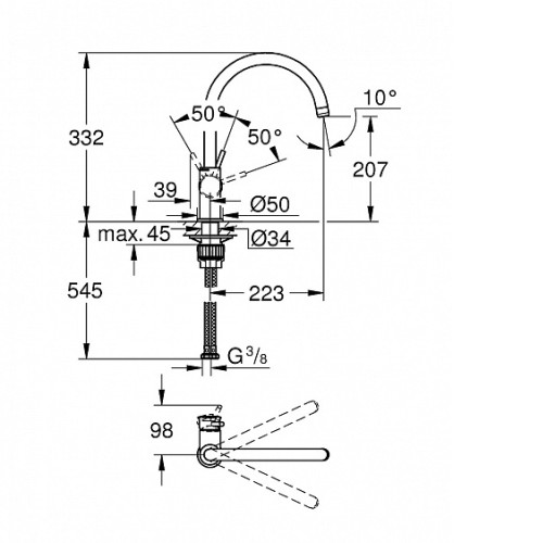 Смеситель GROHE BauClassic 31535001 хром