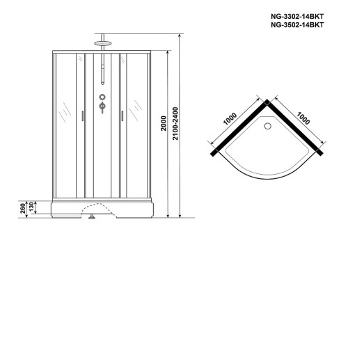 Душевая кабина NIAGARA NG-3302-14BKT