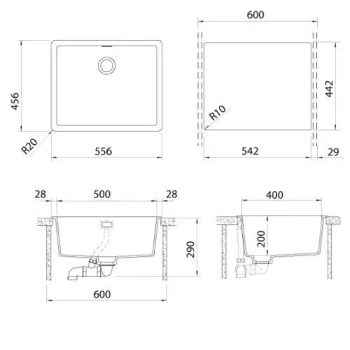 Кухонная мойка SCHOCK Greenwich 60F Cristadur пуро