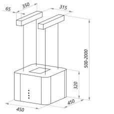 Вытяжка MAUNFELD BOX (ISLA) 45 нержавейка/черное стекло