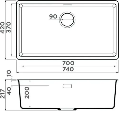 Кухонная мойка OMOIKIRI Kata 74-U-BL (4997567)