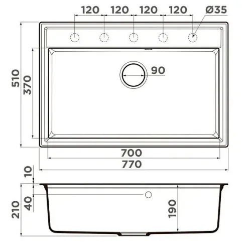 Кухонная мойка OMOIKIRI Daisen 77-WH (4997538)