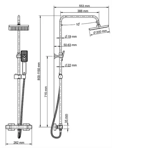 Душевая стойка WASSERKRAFT A15502 Thermo