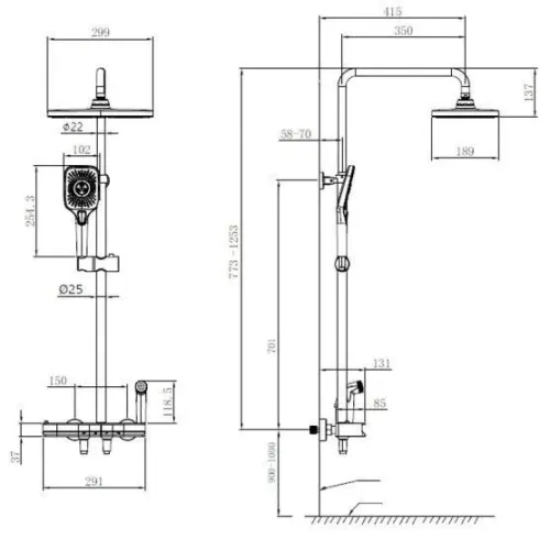 Душевая система OULIN OL-HT-2603