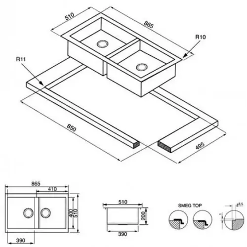 Кухонная мойка SMEG lr862