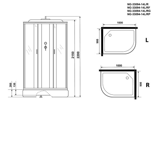 Душевая кабина NIAGARA NG-33094-14RF