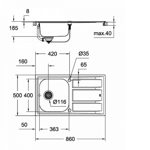 Кухонная мойка GROHE K400 31566SD0