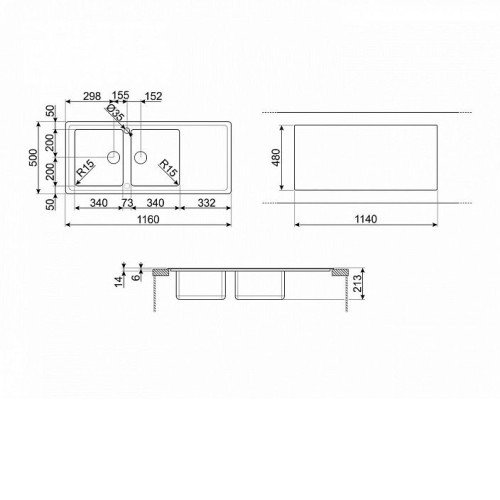 Кухонная мойка SMEG LDR116-2