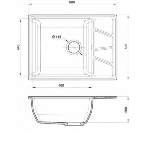 Кухонная мойка GRANFEST GF-V-680L графит