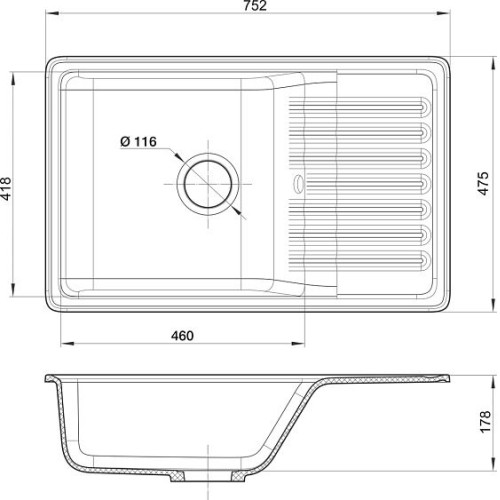 Кухонная мойка GRANFEST QUARZ GF-ZW-72 черный