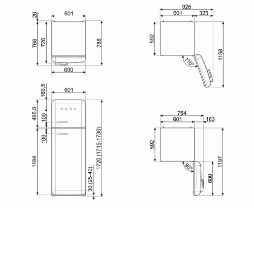 Холодильник SMEG FAB30RCR3