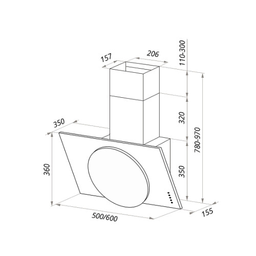 Вытяжка MAUNFELD TOWER L (PUSH) 50 белый/белое стекло