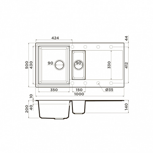 Кухонная мойка OMOIKIRI Sakaime 100-2-BL (4993892)