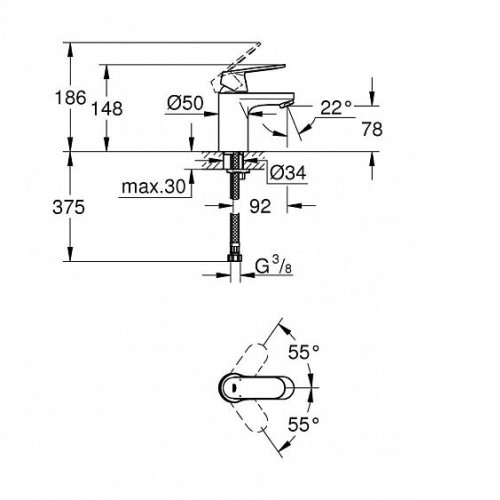 Смеситель GROHE Eurosmart Cosmopolitan 32824000