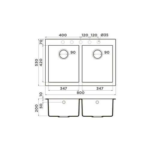 Кухонная мойка OMOIKIRI Bosen 80-2-PL (4993843)