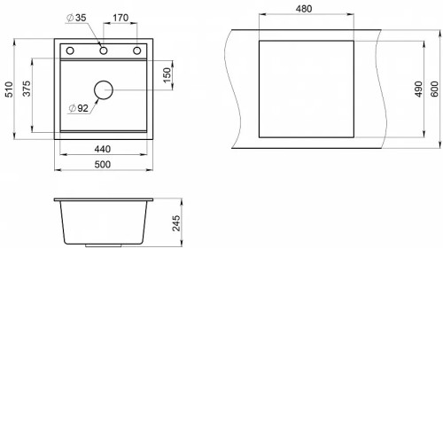 Кухонная мойка GRANULA KS-5002 алюминиум