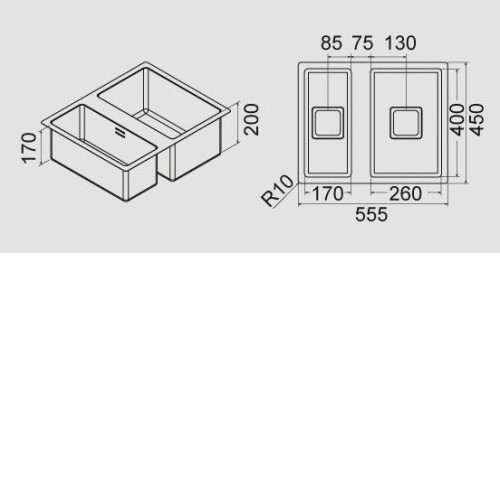 Кухонная мойка FULGOR P2B 5545 Q F-SF R