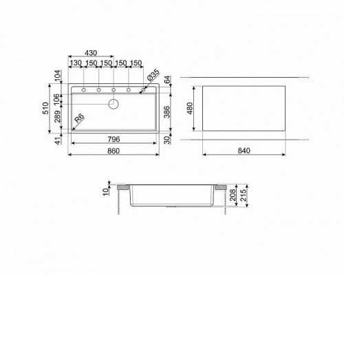 Кухонная мойка SMEG VSGX860MN