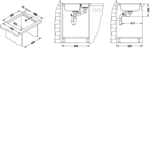 Кухонная мойка ALVEUS Maxim 50 SAT-90 1089612 (в комплекте с сифоном 1130555)
