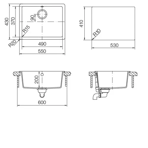 Кухонная мойка SCHOCK quadro 60 (n-100) cristalite баварский камень