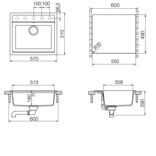 Мойка SCHOCK 700678 vero 60 (n-100) cristadur 570x510 пуро