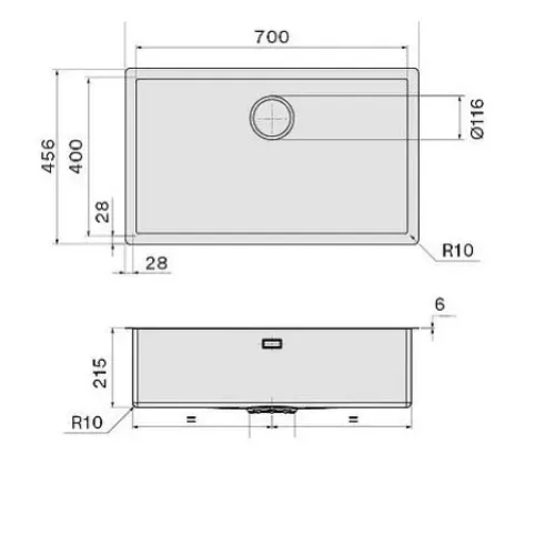 Кухонная мойка FALMEC ISEO 70 см BLACK (SIS7000F.00#CBF)