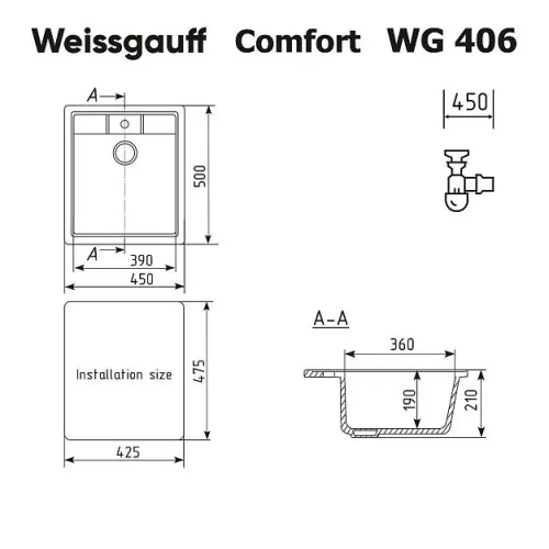 Кухонная мойка WEISSGAUFF WG 406344 Comfort Deep Space