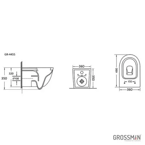 Комплект GROSSMAN инсталляция 900.K31.01.000 + клавиша смыва 700.K31.01.000.000 белый + унитаз GR-4455GMS