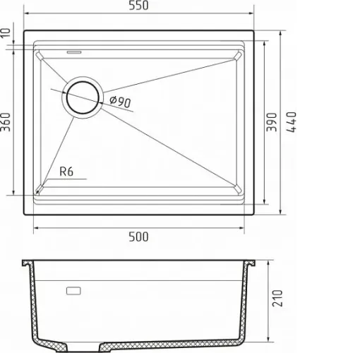 Кухонная мойка RIVELATO LINO 554-L topazio