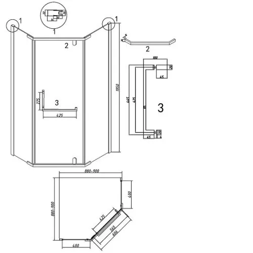 Душевое ограждение GROSSMAN 302.K33.03.9090.21.02 черный матовый