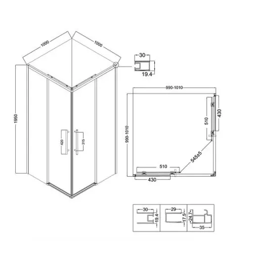 Душевое ограждение NIAGARA NG-6830-34ВLACK