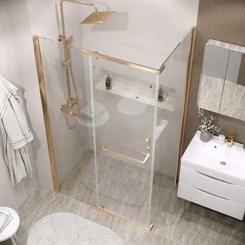 Душевое ограждение GROSSMAN 100.K33.03.100.32.00-200.K33.03.100.32.00 золото сатин