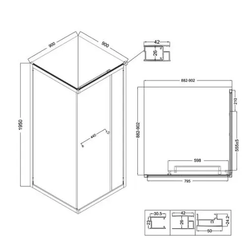 Душевое ограждение NIAGARA NG-6833-34ВLACK