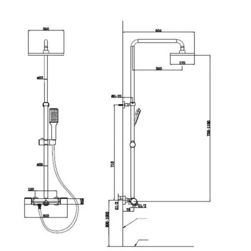 Душевая система OULIN OL-HT-2307
