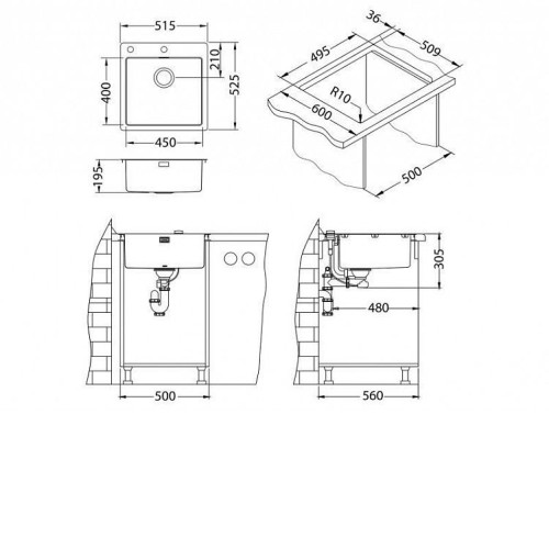 Кухонная мойка ALVEUS Pure Monarch 30 Anthracite-90 Fs 1106868