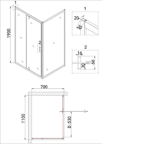 Душевое ограждение NIAGARA NG-43-11AG-A70G