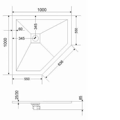 Поддон GROSSMAN GR-S2100100D 100х100х2,5 см графит